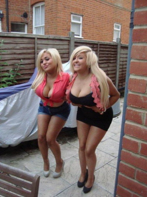 Chav slags showing serious cleavage